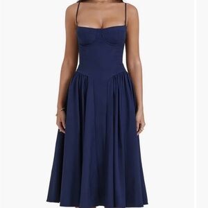 House of CB Navy Spaghetti-Strap Midi Dress